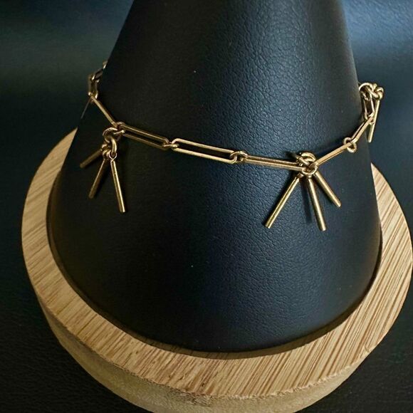 Madewell Tassel Dangle Paperclip Link Metal Bracelet - Picture 3 of 6